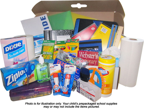 image of school supplies, example kit
